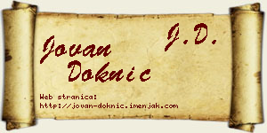 Jovan Doknić vizit kartica